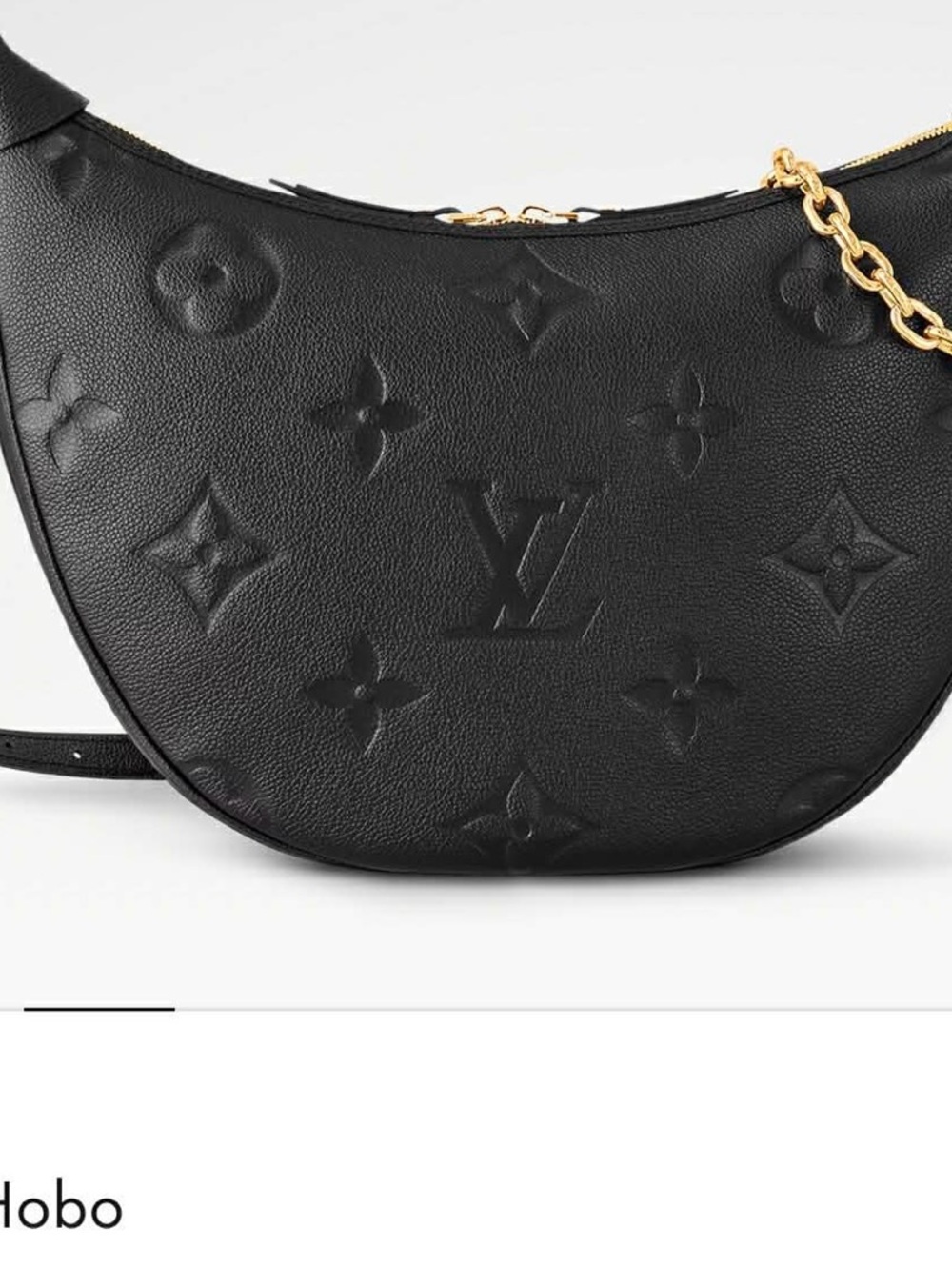 Louis Vuitton Black Monogram Embossed Crescent Hobo with Gold Chain